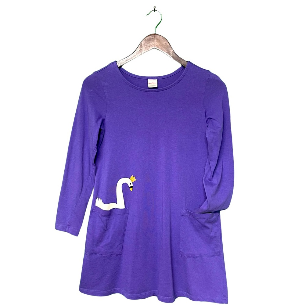Hanna Anderson Cotton Dress w/ Pocket Swan: Purple